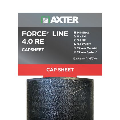 Image for Axter Force Line 4 Re Charcoal Roofing Felt Cap Sheet (8m x 1m)